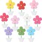 10 Pcs Spring Flower Wooden Decor Spring Table Decoration Rustic Tulip Daisy Wood Signs Floral Tiered Tray Decor Colorful Flower Centerpiece for Home Kitchen Shelf Decorations(Flower)
